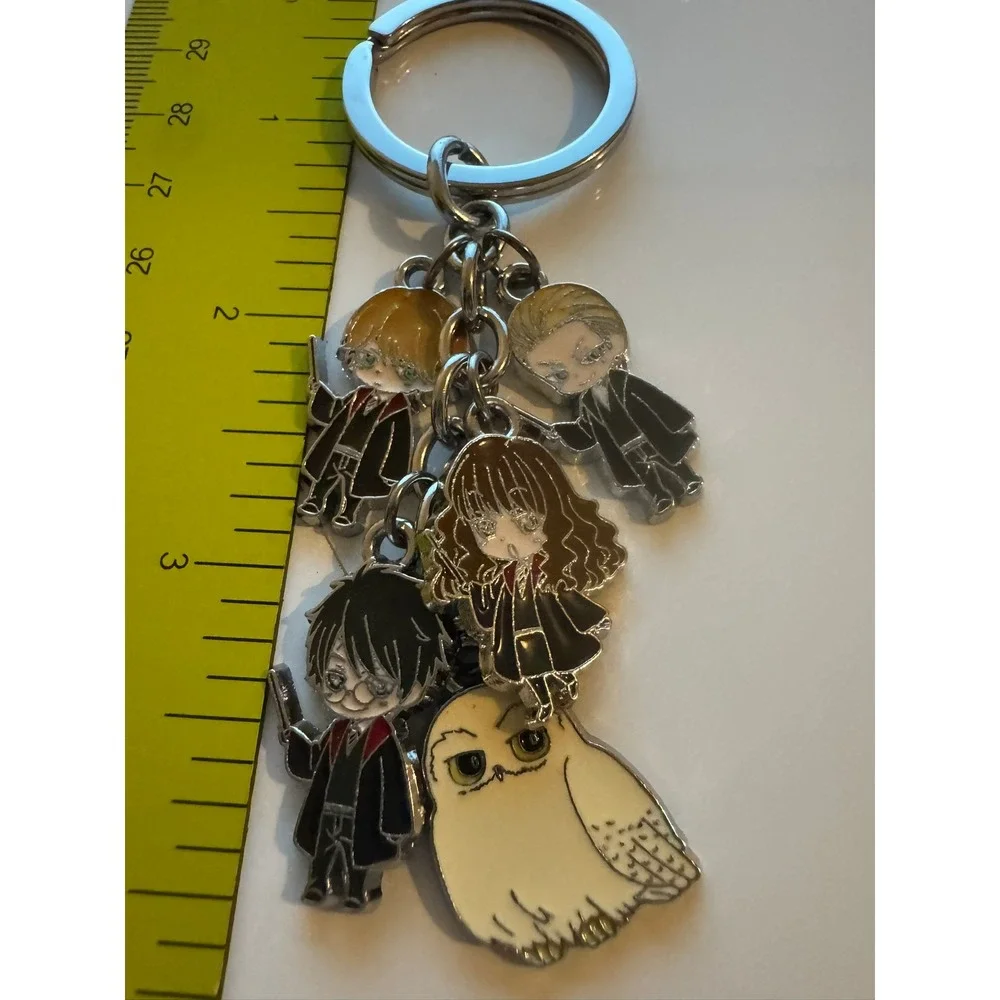 Harry Potter Chibi Enamel Charm Keychain Harry Hermione Ron Draco Hedwig Silver